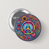 "Peace Hearts and Flower" Button 缶バッジ (正面&裏面)