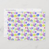 Peace Hippie Groovy Peace Sign花パターン ポストカード (正面/裏面)