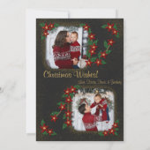 Peace & Hopeフローラクリスマスグリッターブラックフォト シーズンカード (裏面)