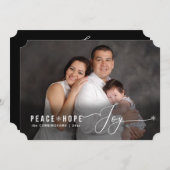 Peace Hope Joy Christmas Photo Name Holiday Card シーズンカード (正面/裏面)