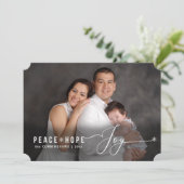 Peace Hope Joy Christmas Photo Name Holiday Card シーズンカード (スタンド正面)