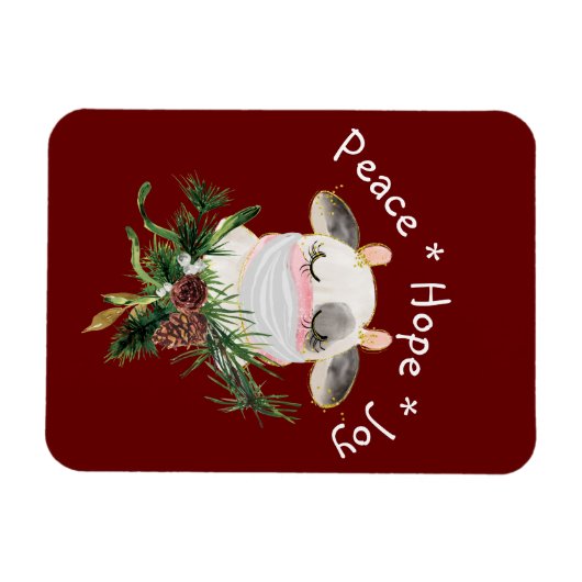 Peace Hope Joy Masked Cow マグネット (横)