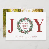 Peace Hope Love Joyタイポグラフィリース写真 シーズンカード (正面/裏面)