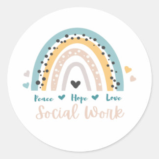 Peace Hope Love Social Work Roundステッカー ラウンドシール