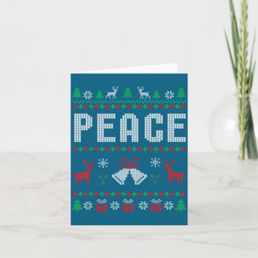 Peace I Come In Peace Couple Matching Ugly Christm カード (正面)