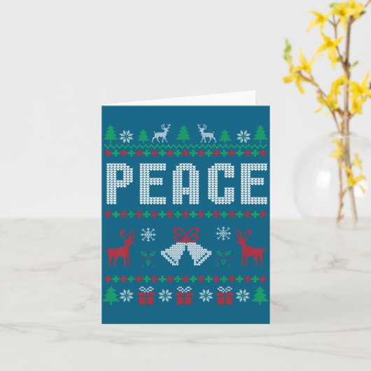 Peace I Come In Peace Couple Matching Ugly Christm カード (黄色い花)