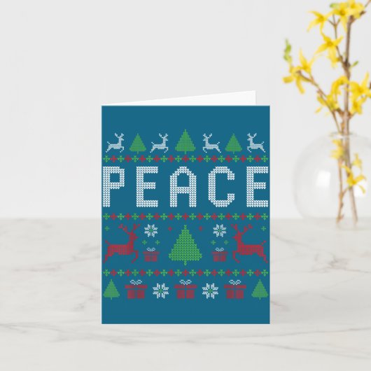 Peace I Come In Peace Couple Matching Ugly Christm カード (黄色い花)