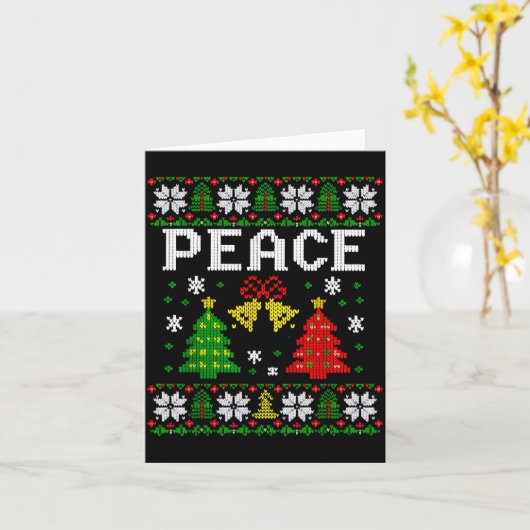 Peace I Come In Peace Couple Matching Ugly Christm カード (黄色い花)