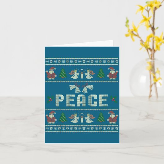 Peace I Come In Peace Couple Matching Ugly Christm カード (黄色い花)
