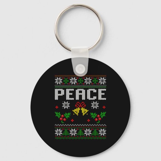 Peace I Come In Peace Couple Matching Ugly Christm キーホルダー (正面)