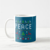 Peace I Come In Peace Couple Matching Ugly Christm コーヒーマグカップ (左)
