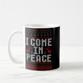 Peace I Come In Peace Couple Matching Ugly Christm コーヒーマグカップ (左)