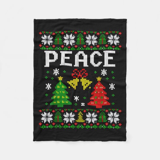 Peace I Come In Peace Couple Matching Ugly Christm フリースブランケット (正面)