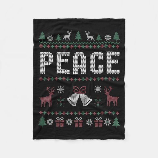 Peace I Come In Peace Couple Matching Ugly Christm フリースブランケット (正面)