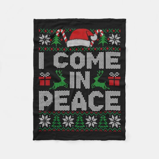 Peace I Come In Peace Couple Matching Ugly Christm フリースブランケット (正面)