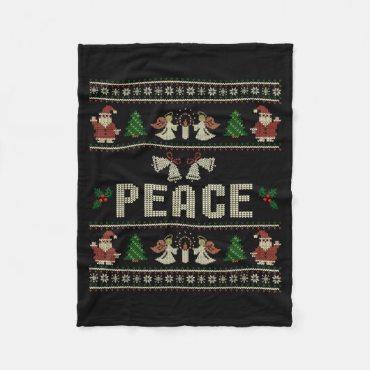 Peace I Come In Peace Couple Matching Ugly Christm フリースブランケット (正面)