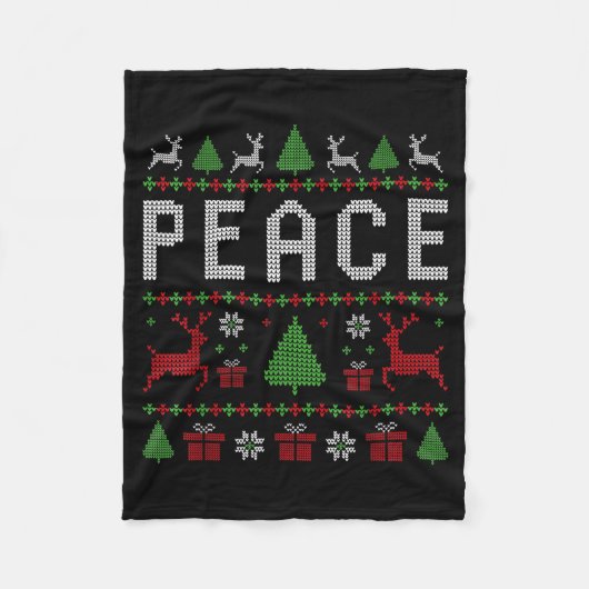 Peace I Come In Peace Couple Matching Ugly Christm フリースブランケット (正面)