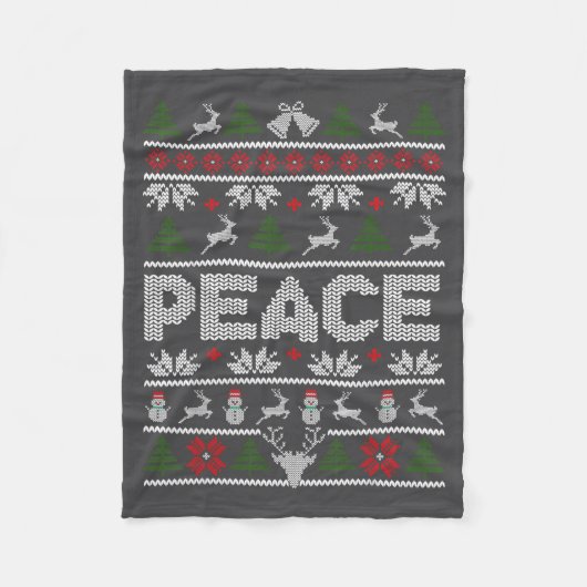 Peace I Come In Peace Couple Matching Ugly Christm フリースブランケット (正面)