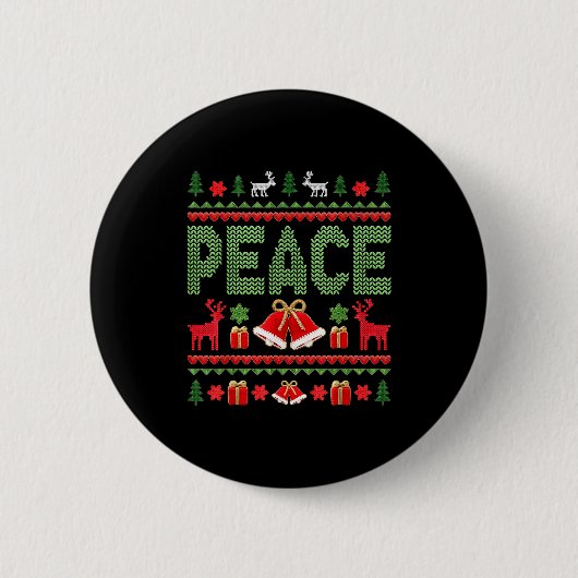 Peace I Come In Peace Couple Matching Ugly Christm 缶バッジ (正面)