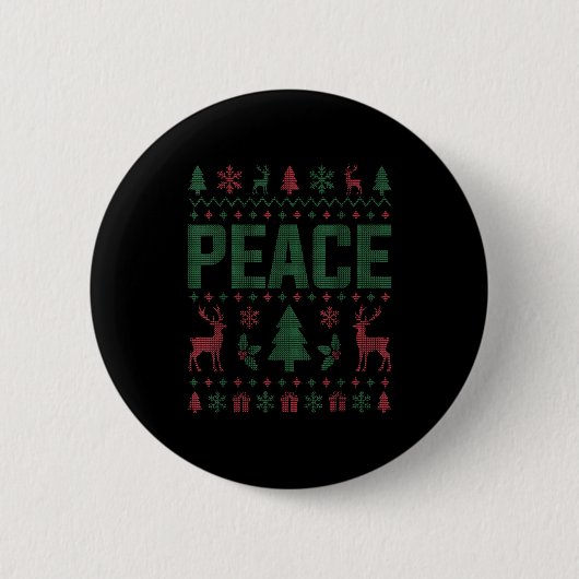 Peace I Come In Peace Couple Matching Ugly Christm 缶バッジ (正面)