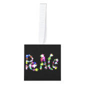 PEACE in Flowersアートプリント キューブオーナメント (正面)