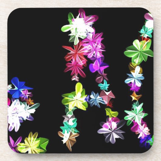 「PEACE」in Flowers Artプリント コースター (正面)