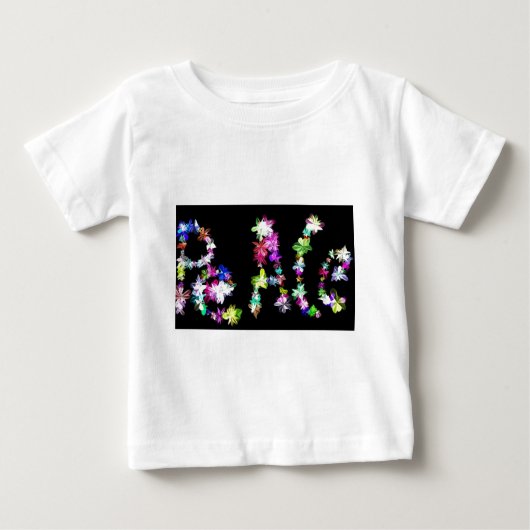 「PEACE」in Flowers Artプリント ベビーTシャツ (正面)
