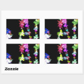 「PEACE」in Flowers Artプリント 長方形シール (シート)