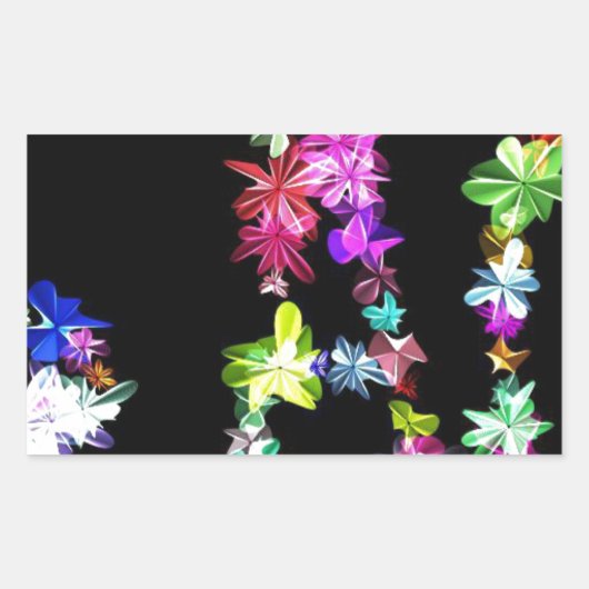 「PEACE」in Flowers Artプリント 長方形シール (正面)