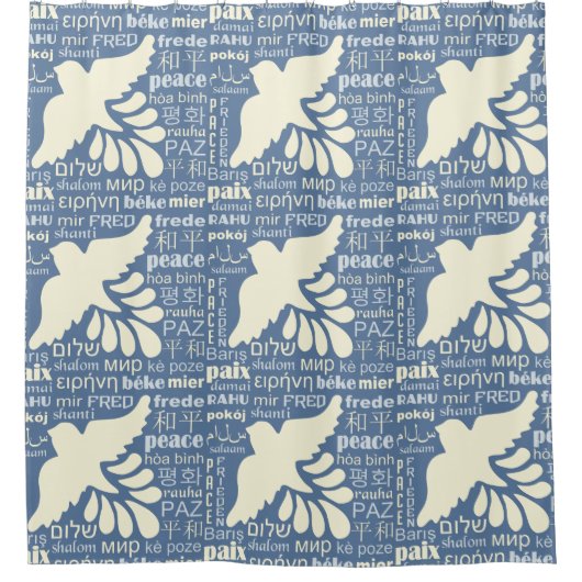 PEACE in languagesカラーカスタムシャワーカーテン シャワーカーテン (正面)