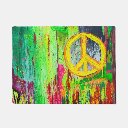 Peace in Times （平方形式） ドアマット (正面)