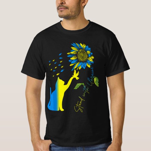 Peace in Ukraine Dove And Cat. Stand with Ukraine  Tシャツ (正面)