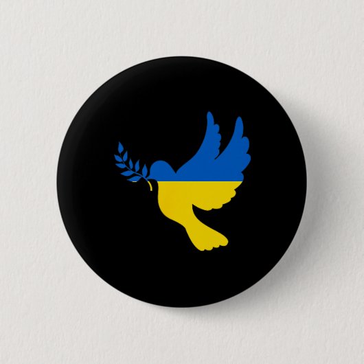 Peace In Ukraine Dove. Stand With Ukraine. Freedom 缶バッジ (正面)