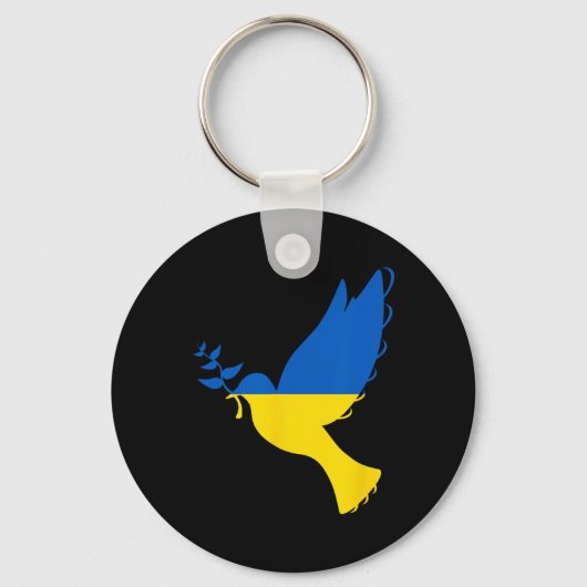 Peace In Ukraine Dove. Stand With Ukraine. Support キーホルダー (正面)