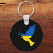 Peace In Ukraine Dove. Stand With Ukraine. Support キーホルダー (正面)