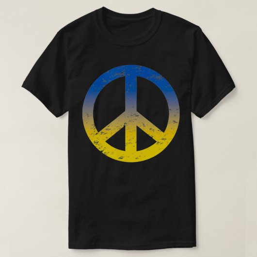 Peace in Ukraine  Peace Symbol in Ukraine Flag Col Tシャツ (デザイン正面)
