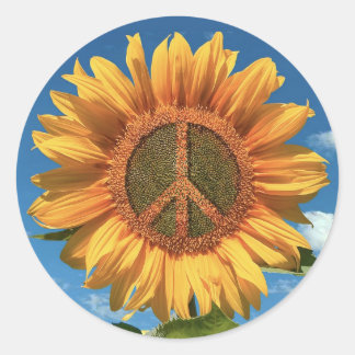 Peace in Ukraine Sunflowerステッカー ラウンドシール