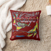 "Peace" Inspirational Burgundy Yellow Southwest クッション (ブランケット)