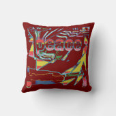 "Peace" Inspirational Burgundy Yellow Southwest クッション (裏面)