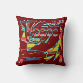 "Peace" Inspirational Burgundy Yellow Southwest  クッション