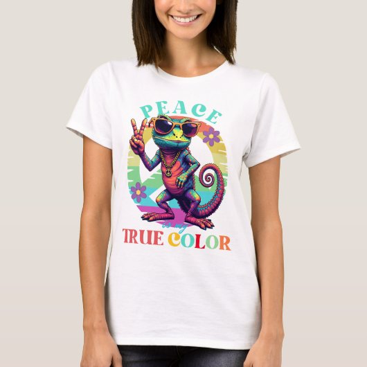 Peace Is My True Colorヴィンテージピースカメレオン Tシャツ (正面)