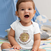 Peace & Joyピンクの金ゴールドファミリー名クリスマス ベビーボディスーツ