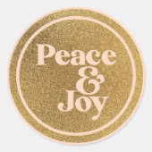 Peace & Joy金ゴールドとピンク ラウンドシール (正面)