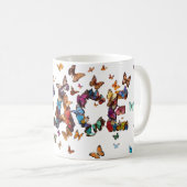 PEACE Joy Butterflies | Inspirational Motivational コーヒーマグカップ (正面右)