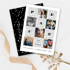 Peace Joy Family Silver Blocks 5 Photo Collage シーズンカード
