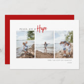 Peace Joy Hopeスクリプトモダンミニマリスト写真 シーズンカード (正面/裏面)