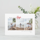 Peace Joy Hopeスクリプトモダンミニマリスト写真 シーズンカード (スタンド正面)