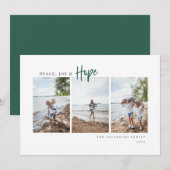 Peace Joy Hopeスクリプトモダンミニマリスト写真 シーズンカード (正面/裏面)