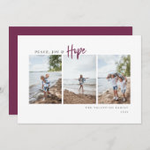 Peace Joy Hopeスクリプトモダンミニマリスト写真 シーズンカード (正面/裏面)