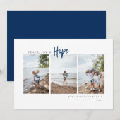 Peace Joy Hopeスクリプトモダンミニマリスト写真 シーズンカード (正面/裏面)